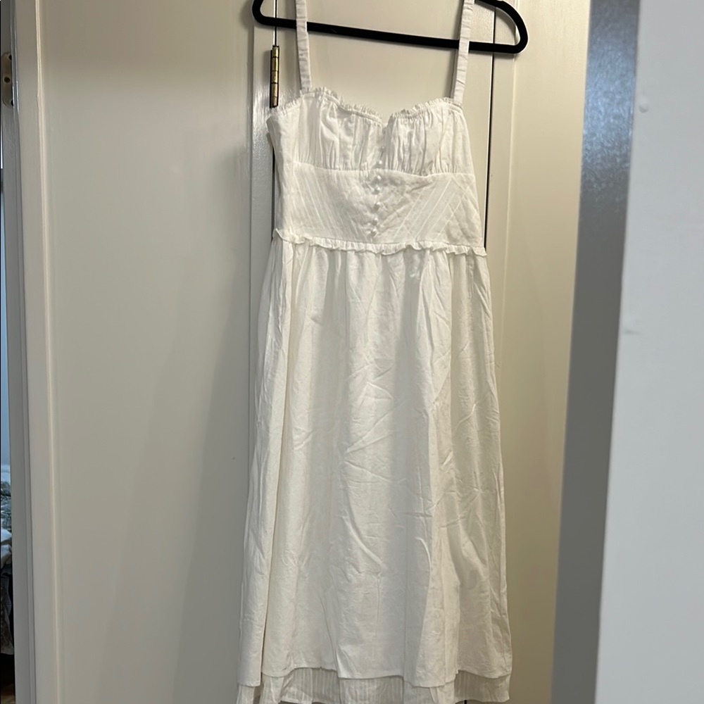 Commense White Midi Sundress with Spaghetti Straps